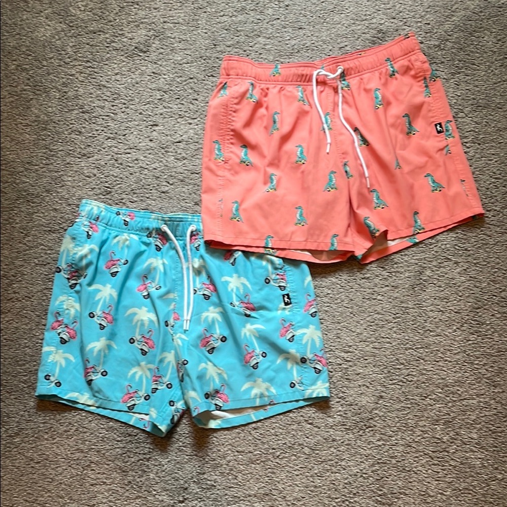Hollister Men's Swim Trunks - Coral and Aqua